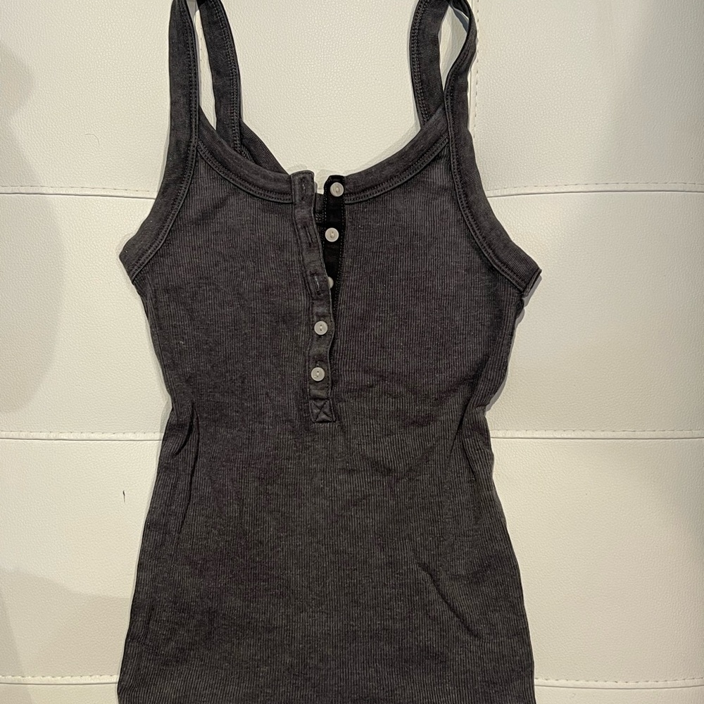 Aerie Gray Fitted Sleeveless Tank Top